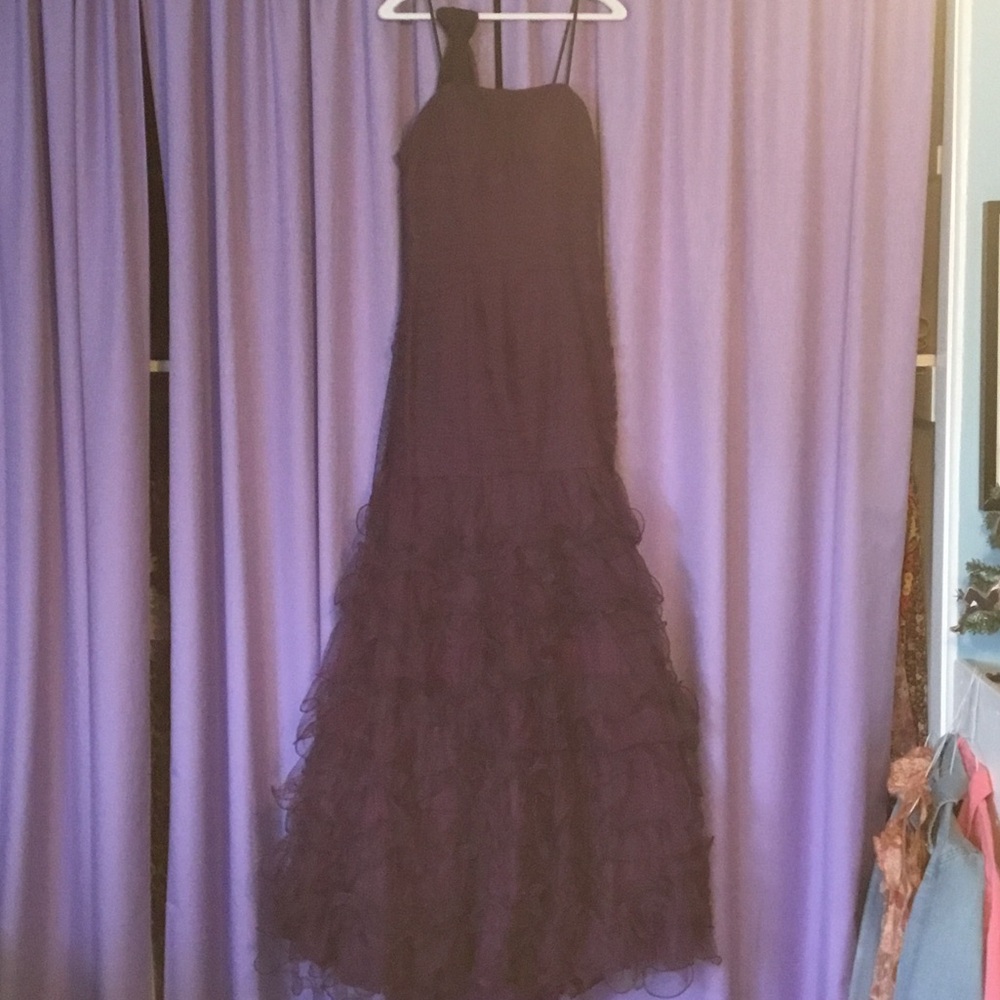 Narianna Black Ruffle-Tiered Maxi Dress with Spaghetti Straps